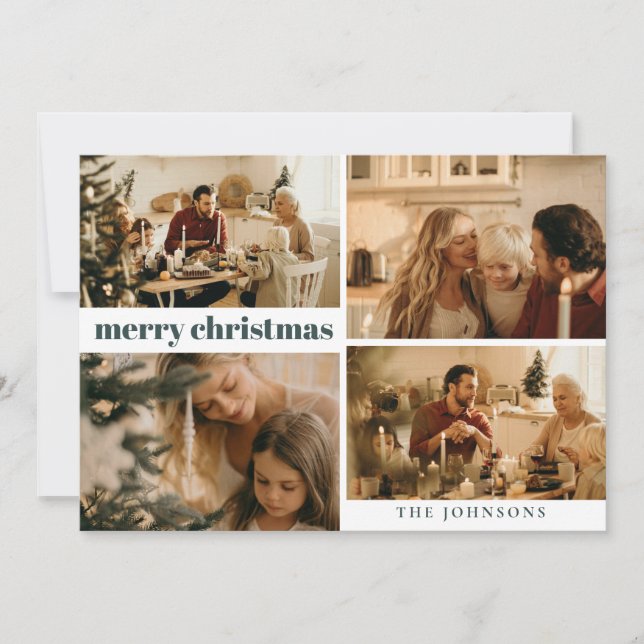 Tarjeta Festiva Personalizado moderno y elegante Navidades de foto (Anverso)