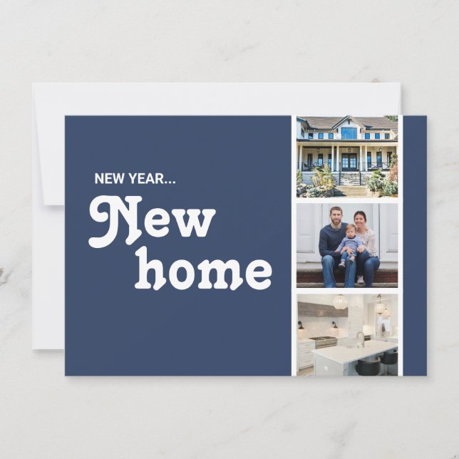 Tarjeta Festiva Personalizado Multi Photo New Year New Home (Anverso)