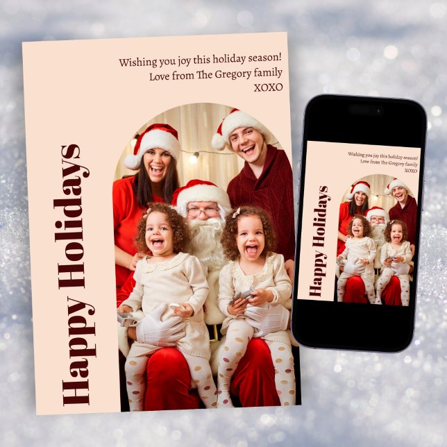 Tarjeta Festiva Personalizado Navidades modernos Rubor Peach Photo (Subido por el creador)