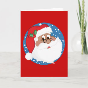 Tarjeta Festiva Personalizado negro de Santa (azul)
