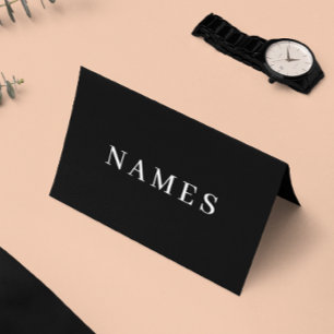 Tarjeta Festiva Personalizado negro simple Añadir su nombre elegan