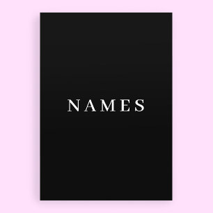 Tarjeta Festiva Personalizado negro simple Añadir su nombre elegan