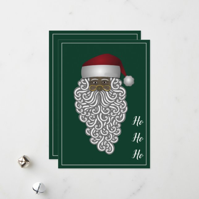 Tarjeta Festiva Personalizado Papá Noel Navidades verdes (Anverso/Reverso In Situ)