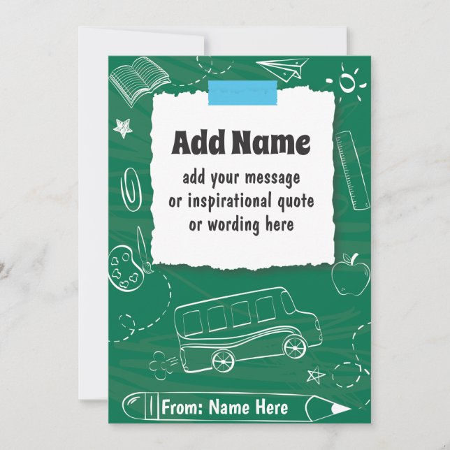 Tarjeta Festiva PERSONALIZADO personalizado de vuelta a la escuela (Anverso)