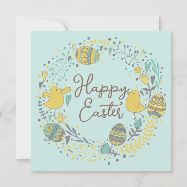 Tarjeta Festiva Personalizado Primavera Floral Cute Chicks Feliz P (Anverso)