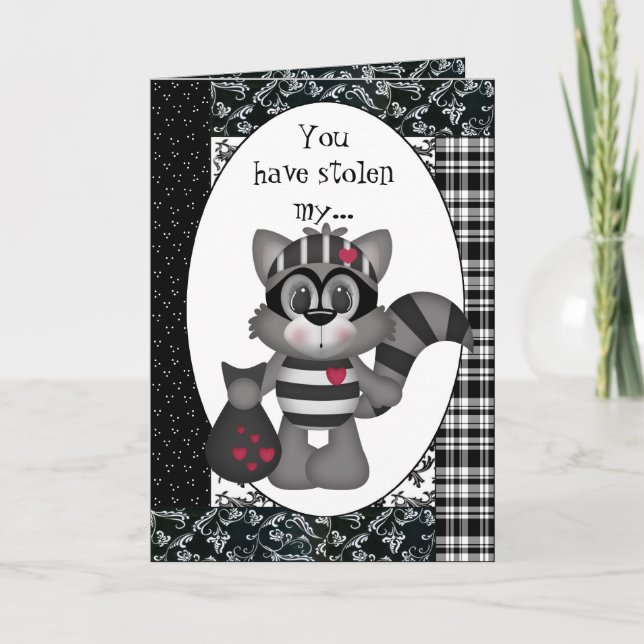Tarjeta Festiva Personalizado Raccoon El día de San Valentín Tarje (Anverso)
