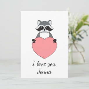 Tarjeta Festiva Personalizado Raccoon enamorado San Valentín