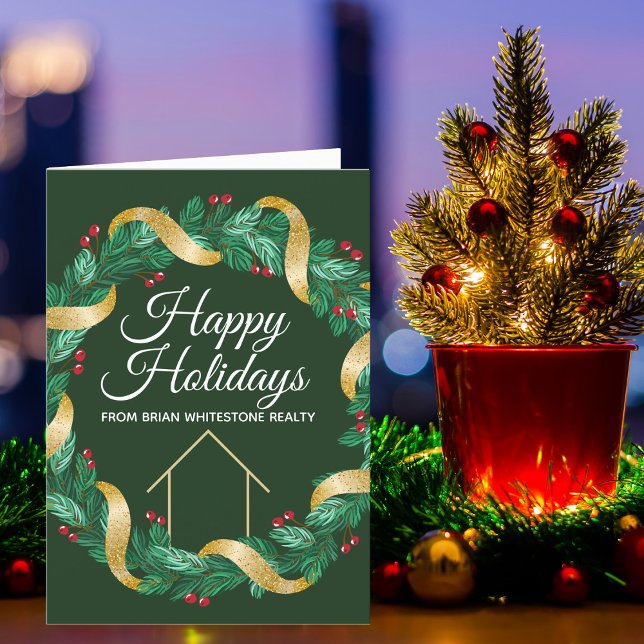 Tarjeta Festiva Personalizado Real Estate Company Happy Holidays G (Subido por el creador)