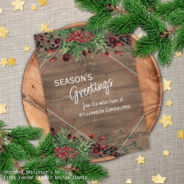 Tarjeta Festiva Personalizado Red Berries Green Holly Foliage Botá