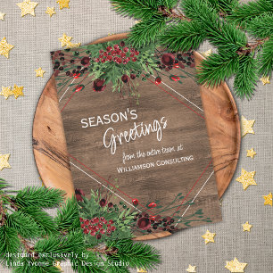 Tarjeta Festiva Personalizado Red Berries Green Holly Foliage Botá