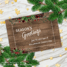 Tarjeta Festiva Personalizado Red Berries Green Holly Foliage Botá