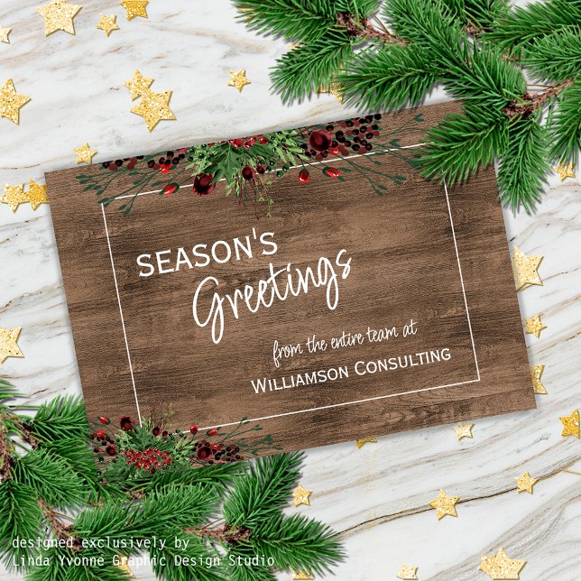 Tarjeta Festiva Personalizado Red Berries Green Holly Foliage Botá (Subido por el creador)