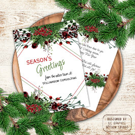 Tarjeta Festiva Personalizado Red Berries Green Holly Foliage Botá
