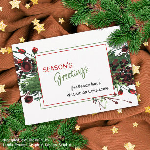 Tarjeta Festiva Personalizado Red Berries Green Holly Foliage Botá