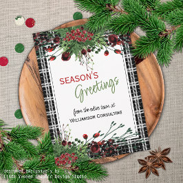 Tarjeta Festiva Personalizado Red Berries Green Holly Foliage Botá