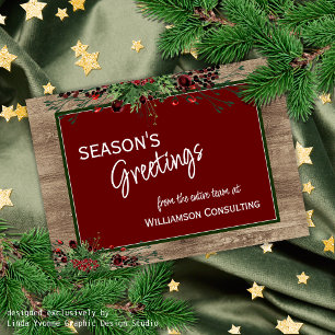 Tarjeta Festiva Personalizado Red Berries Green Holly Foliage Botá