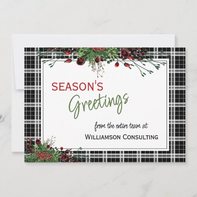 Tarjeta Festiva Personalizado Red Berries Green Holly Foliage Botá (Anverso)