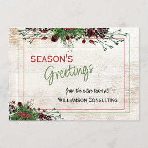 Tarjeta Festiva Personalizado Red Berries Green Holly Foliage Botá