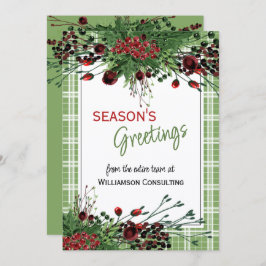 Tarjeta Festiva Personalizado Red Berries Green Holly Foliage Botá