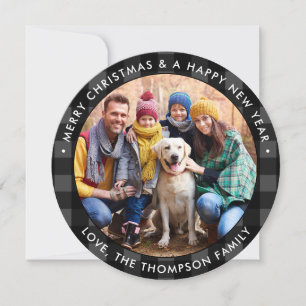 Tarjeta Festiva Personalizado redondo moderno foto negro de búfalo