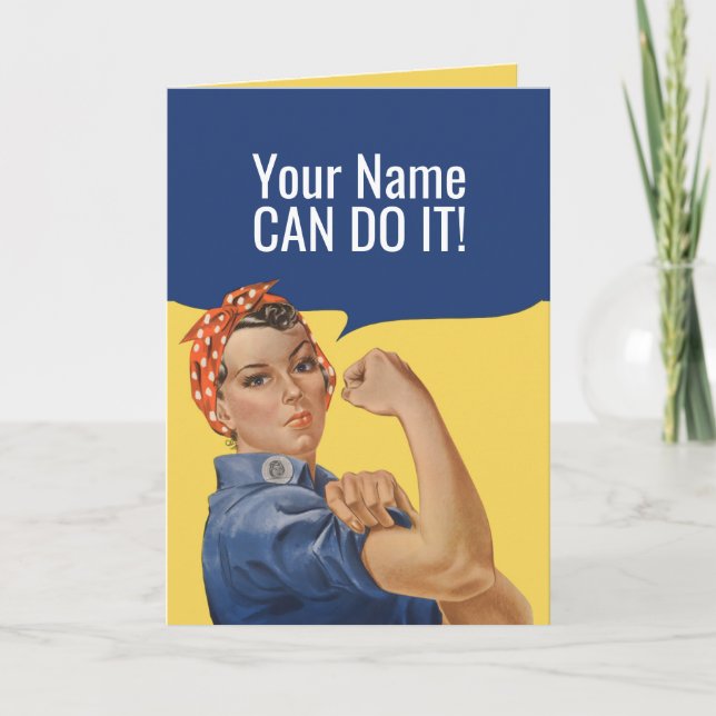 Tarjeta Festiva Personalizado Rosie The Riveter Get Well Card (Anverso)