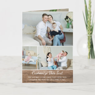 Tarjeta Festiva Personalizado Rústico País Madera Grano Vintage Vi