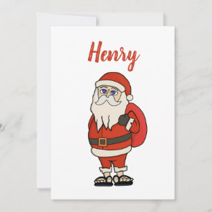 Tarjeta Festiva Personalizado Santa Claus Navidades Flip Flops