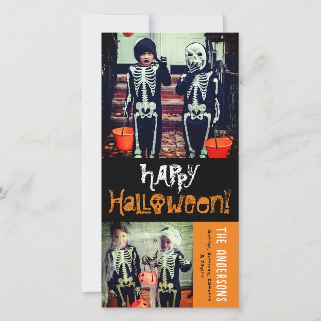 Tarjeta Festiva Personalizado Skulls & Bones feliz foto de niño de (Anverso)