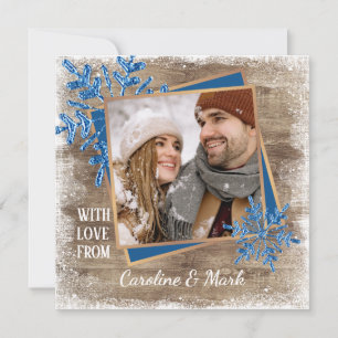 Tarjeta Festiva Personalizado Snowflakes & Barnwood Planchas de ma