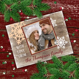 Tarjeta Festiva Personalizado Snowflakes & Barnwood Wood Plans Pat