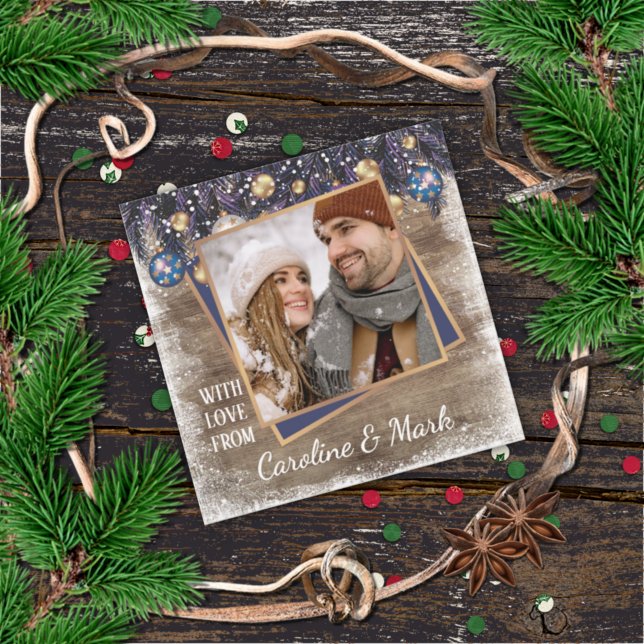 Tarjeta Festiva Personalizado Snowflakes & Barnwood Wood Plans Pat (Subido por el creador)