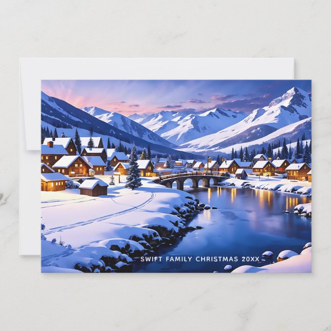 Tarjeta Festiva Personalizado Snowy Winter Wonderland, Navidades (Anverso)