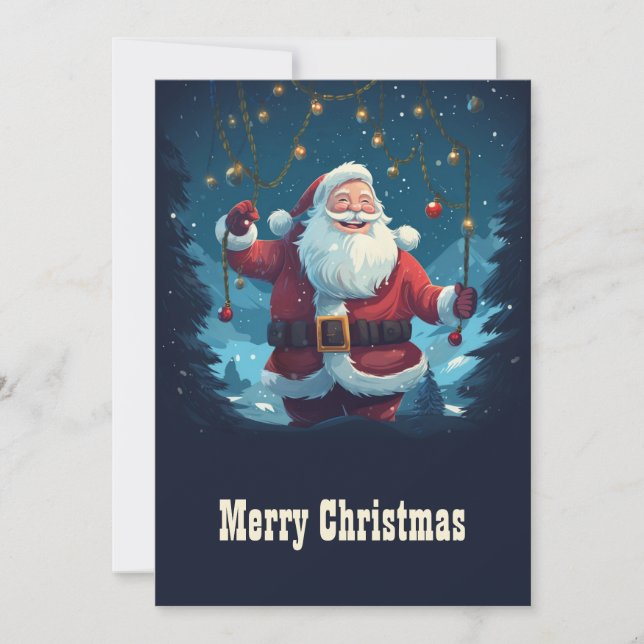 Tarjeta Festiva Personalizado Sonriendo Santa Claus (Anverso)