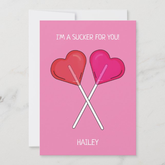 Tarjeta Festiva Personalizado Soy un Sucker For You Heart Lollipop (Anverso)