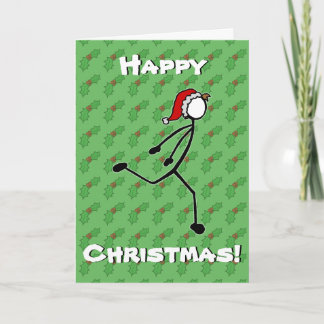 Tarjeta Festiva Personalizado Stickman Runner Navidades Card Holly