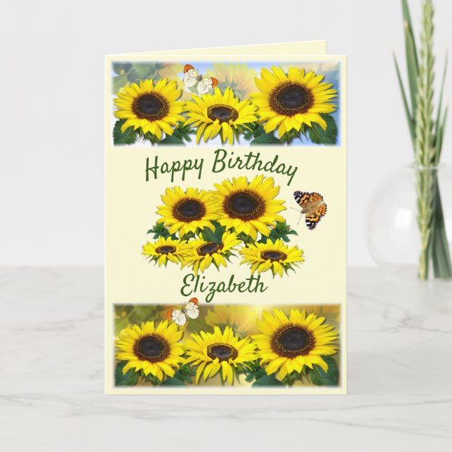Tarjeta Festiva Personalizado Sunflower personalizado Mensajes de  (Anverso)