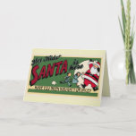 Tarjeta Festiva Personalizado travieso y gracioso o buen Personali<br><div class="desc">Cute diseño personalizado vintage tarjeta de felicitación de Navidades plegados rojos,  verdes y amarillos con tipografía festiva que se puede personalizar fácilmente. El tema "travieso o agradable" es una divertida opción irónica para los adultos con sentido del humor.</div>