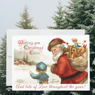 Tarjeta Festiva Personalizado Vintage Santa Claus y Navidades infa