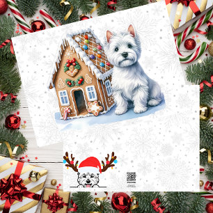 Tarjeta Festiva Personalizado Westie Gingerbread House