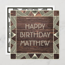 Tarjeta Festiva Personalizado Wood Manly Moda moderna Masculina Cu