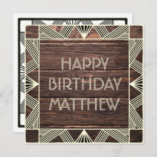 Tarjeta Festiva Personalizado Wood Manly Moda moderna Masculina Cu