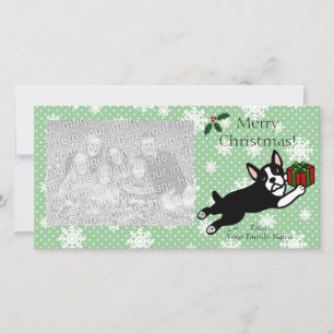 Tarjeta Festiva Personalizados de Boston Terrier Navidades