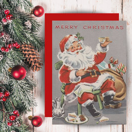 Tarjeta Festiva personalizados de Santa con té y galletas de los a