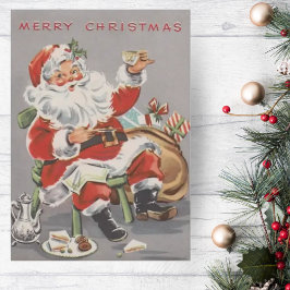 Tarjeta Festiva personalizados de Santa con té y galletas de los a