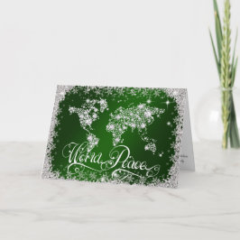 Tarjeta Festiva PERSONALIZADOS diamantes de la PAZ del MUNDO Verde
