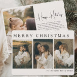 Tarjeta Festiva Personalizados  minimalistas Navidades Sencillos 4<br><div class="desc">Envíe un saludo de vacaciones moderno y atemporal con la Minimalista tarjeta de vacaciones Elegant Personalizado Navidades Simple 4 Photo Holiday. Esta tarjeta combina de manera maravillosa un diseño limpio y sencillo con cuatro tragamonedas de fotos, perfectas para mostrar sus momentos familiares favoritos. Con su estética moderna y minimalista, esta...</div>