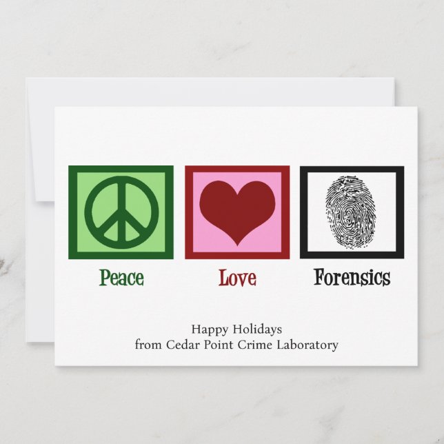 Tarjeta Festiva Personalizados Navidades de Peace Love Forensics (Anverso)