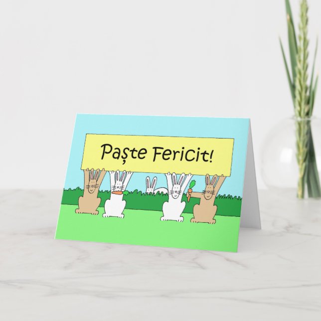 Tarjeta Festiva Personalizados rumanos felices de Pascua (Anverso)