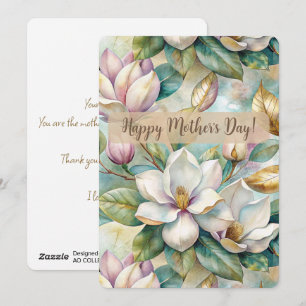 Tarjeta Festiva Personalizaed Elegant Magnolia Flowers