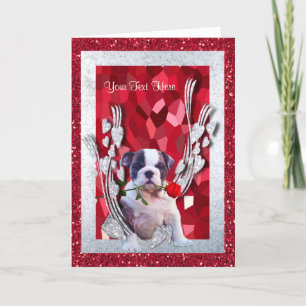 Tarjeta Festiva Personalizar De Cachorro De bulldog It Valentine V